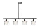 516-4I-BK-G402 4-Light 48" Matte Black Island Light - Clear Niagra Glass - LED Bulb - Dimmensions: 48 x 6.5 x 11<br>Minimum Height : 17.875<br>Maximum Height : 41.875 - Sloped Ceiling Compatible: Yes