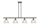 516-4I-BK-G422 4-Light 48" Matte Black Island Light - Clear Arietta Glass - LED Bulb - Dimmensions: 48 x 8 x 9<br>Minimum Height : 19.375<br>Maximum Height : 43.375 - Sloped Ceiling Compatible: Yes