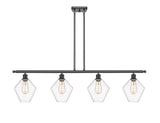 516-4I-BK-G652-8 4-Light 48" Matte Black Island Light - Clear Cindyrella 8" Glass - LED Bulb - Dimmensions: 48 x 8 x 10.5<br>Minimum Height : 19.5<br>Maximum Height : 43.5 - Sloped Ceiling Compatible: Yes