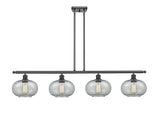516-4I-OB-G247 4-Light 48" Oil Rubbed Bronze Island Light - Charcoal Gorham Glass - LED Bulb - Dimmensions: 48 x 9.5 x 10<br>Minimum Height : 20.375<br>Maximum Height : 44.375 - Sloped Ceiling Compatible: Yes