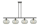 516-4I-OB-G249 4-Light 48" Oil Rubbed Bronze Island Light - Mica Gorham Glass - LED Bulb - Dimmensions: 48 x 9.5 x 10<br>Minimum Height : 20.375<br>Maximum Height : 44.375 - Sloped Ceiling Compatible: Yes