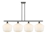 516-4I-OB-G651-12 4-Light 50.25" Oil Rubbed Bronze Island Light - Cased Matte White Cindyrella 12" Glass - LED Bulb - Dimmensions: 50.25 x 12 x 13<br>Minimum Height : 22<br>Maximum Height : 46 - Sloped Ceiling Compatible: Yes