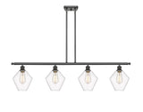 516-4I-OB-G652-8 4-Light 48" Oil Rubbed Bronze Island Light - Clear Cindyrella 8" Glass - LED Bulb - Dimmensions: 48 x 8 x 10.5<br>Minimum Height : 19.5<br>Maximum Height : 43.5 - Sloped Ceiling Compatible: Yes