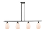 516-4I-OB-G81 4-Light 48" Oil Rubbed Bronze Island Light - Matte White Eaton Glass - LED Bulb - Dimmensions: 48 x 5.5 x 10<br>Minimum Height : 20.375<br>Maximum Height : 44.375 - Sloped Ceiling Compatible: Yes