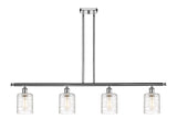 516-4I-PC-G1113 4-Light 48" Polished Chrome Island Light - Deco Swirl Cobbleskill Glass - LED Bulb - Dimmensions: 48 x 5 x 10<br>Minimum Height : 19.375<br>Maximum Height : 43.375 - Sloped Ceiling Compatible: Yes