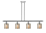 516-4I-PC-G116 4-Light 48" Polished Chrome Island Light - Mercury Cobbleskill Glass - LED Bulb - Dimmensions: 48 x 5 x 10<br>Minimum Height : 19.375<br>Maximum Height : 43.375 - Sloped Ceiling Compatible: Yes