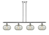 516-4I-PC-G249 4-Light 48" Polished Chrome Island Light - Mica Gorham Glass - LED Bulb - Dimmensions: 48 x 9.5 x 10<br>Minimum Height : 20.375<br>Maximum Height : 44.375 - Sloped Ceiling Compatible: Yes