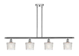 516-4I-PC-G402 4-Light 48" Polished Chrome Island Light - Clear Niagra Glass - LED Bulb - Dimmensions: 48 x 6.5 x 11<br>Minimum Height : 17.875<br>Maximum Height : 41.875 - Sloped Ceiling Compatible: Yes