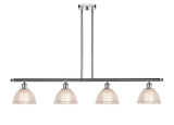 516-4I-PC-G422 4-Light 48" Polished Chrome Island Light - Clear Arietta Glass - LED Bulb - Dimmensions: 48 x 8 x 9<br>Minimum Height : 19.375<br>Maximum Height : 43.375 - Sloped Ceiling Compatible: Yes