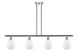 516-4I-PC-G81 4-Light 48" Polished Chrome Island Light - Matte White Eaton Glass - LED Bulb - Dimmensions: 48 x 5.5 x 10<br>Minimum Height : 20.375<br>Maximum Height : 44.375 - Sloped Ceiling Compatible: Yes