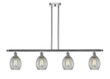 516-4I-PC-G82 4-Light 48" Polished Chrome Island Light - Clear Eaton Glass - LED Bulb - Dimmensions: 48 x 5.5 x 10<br>Minimum Height : 20.375<br>Maximum Height : 44.375 - Sloped Ceiling Compatible: Yes