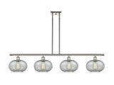516-4I-PN-G247 4-Light 48" Polished Nickel Island Light - Charcoal Gorham Glass - LED Bulb - Dimmensions: 48 x 9.5 x 10<br>Minimum Height : 20.375<br>Maximum Height : 44.375 - Sloped Ceiling Compatible: Yes