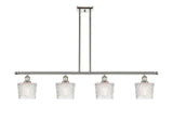 516-4I-PN-G402 4-Light 48" Polished Nickel Island Light - Clear Niagra Glass - LED Bulb - Dimmensions: 48 x 6.5 x 11<br>Minimum Height : 17.875<br>Maximum Height : 41.875 - Sloped Ceiling Compatible: Yes