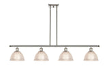 516-4I-PN-G422 4-Light 48" Polished Nickel Island Light - Clear Arietta Glass - LED Bulb - Dimmensions: 48 x 8 x 9<br>Minimum Height : 19.375<br>Maximum Height : 43.375 - Sloped Ceiling Compatible: Yes