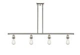 516-4I-PN 4-Light 48" Polished Nickel Island Light - Bare Bulb - LED Bulb - Dimmensions: 48 x 2.125 x 5<br>Minimum Height : 13.375<br>Maximum Height : 37.375 - Sloped Ceiling Compatible: Yes