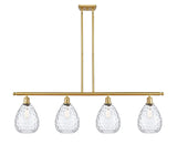 516-4I-SG-G372 4-Light 48" Satin Gold Island Light - Clear Large Waverly Glass - LED Bulb - Dimmensions: 48 x 8 x 12<br>Minimum Height : 22.375<br>Maximum Height : 46.375 - Sloped Ceiling Compatible: Yes