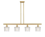 516-4I-SG-G402 4-Light 48" Satin Gold Island Light - Clear Niagra Glass - LED Bulb - Dimmensions: 48 x 6.5 x 11<br>Minimum Height : 17.875<br>Maximum Height : 41.875 - Sloped Ceiling Compatible: Yes