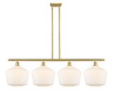 4-Light 50.25" Antique Brass Island Light - Cased Matte White Cindyrella 12" Glass LED