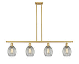 516-4I-SG-G82 4-Light 48" Satin Gold Island Light - Clear Eaton Glass - LED Bulb - Dimmensions: 48 x 5.5 x 10<br>Minimum Height : 20.375<br>Maximum Height : 44.375 - Sloped Ceiling Compatible: Yes