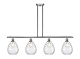 4-Light 48" Brushed Satin Nickel Island Light - Clear Large Waverly Glass - LED Bulbs Included