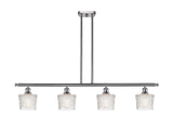 516-4I-SN-G402 4-Light 48" Brushed Satin Nickel Island Light - Clear Niagra Glass - LED Bulb - Dimmensions: 48 x 6.5 x 11<br>Minimum Height : 17.875<br>Maximum Height : 41.875 - Sloped Ceiling Compatible: Yes