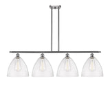 516-4I-SN-GBD-124 4-Light 50.25" Brushed Satin Nickel Island Light - Seedy Ballston Dome Glass - LED Bulb - Dimmensions: 50.25 x 12 x 14.25<br>Minimum Height : 23.25<br>Maximum Height : 47.25 - Sloped Ceiling Compatible: Yes
