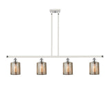 516-4I-WPC-G116 4-Light 48" White and Polished Chrome Island Light - Mercury Cobbleskill Glass - LED Bulb - Dimmensions: 48 x 5 x 10<br>Minimum Height : 19.375<br>Maximum Height : 43.375 - Sloped Ceiling Compatible: Yes