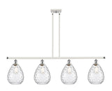 516-4I-WPC-G372 4-Light 48" White and Polished Chrome Island Light - Clear Large Waverly Glass - LED Bulb - Dimmensions: 48 x 8 x 12<br>Minimum Height : 22.375<br>Maximum Height : 46.375 - Sloped Ceiling Compatible: Yes