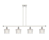 516-4I-WPC-G402 4-Light 48" White and Polished Chrome Island Light - Clear Niagra Glass - LED Bulb - Dimmensions: 48 x 6.5 x 11<br>Minimum Height : 17.875<br>Maximum Height : 41.875 - Sloped Ceiling Compatible: Yes