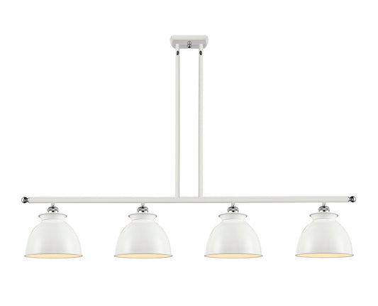 Innovations Lighting 516-4I-WPC-M14-WPC-LED 4-Light 48" White and Polished Chrome Island Light - White Adirondack Metal Shade - Dimmable Vintage LED LED Bulbs Included - Width: 48" Depth (Front to Back): 8.125" Height: 11 - Maximum  Height With Cord Or St