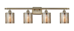 4-Light 36" Antique Brass Bath Vanity Light - Mercury Cobbleskill Glass LED