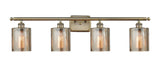 4-Light 36" Antique Brass Bath Vanity Light - Mercury Cobbleskill Glass LED