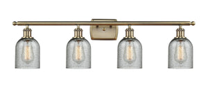 4-Light 36" Antique Brass Bath Vanity Light - Charcoal Caledonia Glass LED