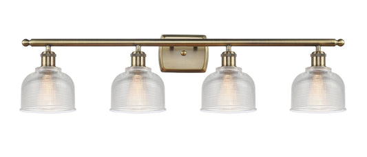4-Light 36" Antique Brass Bath Vanity Light - Clear Dayton Glass LED