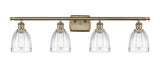 4-Light 36" Antique Brass Bath Vanity Light - Clear Brookfield Glass LED