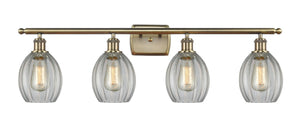 4-Light 36" Antique Brass Bath Vanity Light - Clear Eaton Glass LED