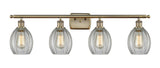4-Light 36" Antique Brass Bath Vanity Light - Clear Eaton Glass LED