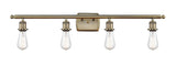 4-Light 36" Antique Brass Bath Vanity Light - Bare Bulb LED