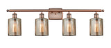 516-4W-AC-G116 4-Light 36" Antique Copper Bath Vanity Light - Mercury Cobbleskill Glass - LED Bulb - Dimmensions: 36 x 8 x 11 - Glass Up or Down: Yes