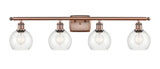 516-4W-AC-G122-6 4-Light 36" Antique Copper Bath Vanity Light - Clear Athens Glass - LED Bulb - Dimmensions: 36 x 7.125 x 9.375 - Glass Up or Down: Yes