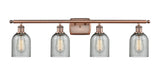 516-4W-AC-G257 4-Light 36" Antique Copper Bath Vanity Light - Charcoal Caledonia Glass - LED Bulb - Dimmensions: 36 x 6.5 x 12 - Glass Up or Down: Yes