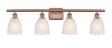 516-4W-AC-G441 4-Light 36" Antique Copper Bath Vanity Light - White Brookfield Glass - LED Bulb - Dimmensions: 36 x 8 x 11 - Glass Up or Down: Yes