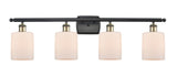 516-4W-BAB-G111 4-Light 36" Black Antique Brass Bath Vanity Light - Matte White Cobbleskill Glass - LED Bulb - Dimmensions: 36 x 8 x 11 - Glass Up or Down: Yes