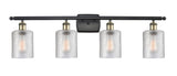 516-4W-BAB-G112 4-Light 36" Black Antique Brass Bath Vanity Light - Clear Cobbleskill Glass - LED Bulb - Dimmensions: 36 x 8 x 11 - Glass Up or Down: Yes