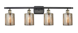 516-4W-BAB-G116 4-Light 36" Black Antique Brass Bath Vanity Light - Mercury Cobbleskill Glass - LED Bulb - Dimmensions: 36 x 8 x 11 - Glass Up or Down: Yes