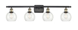 516-4W-BAB-G122-6 4-Light 36" Black Antique Brass Bath Vanity Light - Clear Athens Glass - LED Bulb - Dimmensions: 36 x 7.125 x 9.375 - Glass Up or Down: Yes