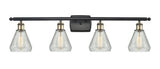 516-4W-BAB-G275 4-Light 36" Black Antique Brass Bath Vanity Light - Clear Crackle Conesus Glass - LED Bulb - Dimmensions: 36 x 7 x 12 - Glass Up or Down: Yes