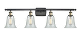 516-4W-BAB-G2812 4-Light 36" Black Antique Brass Bath Vanity Light - Fishnet Hanover Glass - LED Bulb - Dimmensions: 36 x 7.5 x 13 - Glass Up or Down: Yes