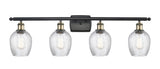 516-4W-BAB-G292 4-Light 36" Black Antique Brass Bath Vanity Light - Clear Spiral Fluted Salina Glass - LED Bulb - Dimmensions: 36 x 6.5 x 12 - Glass Up or Down: Yes