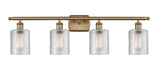 516-4W-BB-G112 4-Light 36" Brushed Brass Bath Vanity Light - Clear Cobbleskill Glass - LED Bulb - Dimmensions: 36 x 8 x 11 - Glass Up or Down: Yes